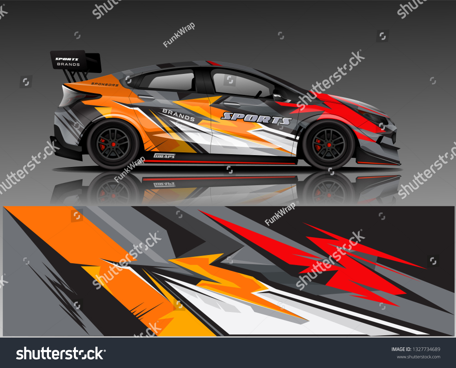 Car decal wrap design vector. Graphic abstract stripe racing background kit designs for vehicle, race car, rally, adventure and livery