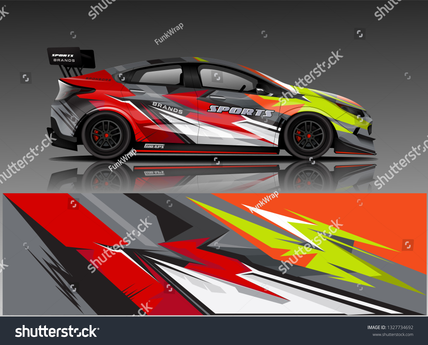 Car decal wrap design vector. Graphic abstract stripe racing background kit designs for vehicle, race car, rally, adventure and livery