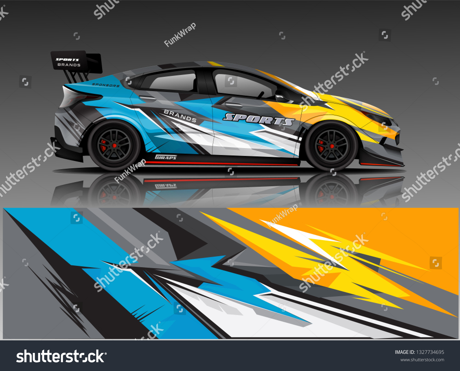 Car decal wrap design vector. Graphic abstract stripe racing background kit designs for vehicle, race car, rally, adventure and livery
