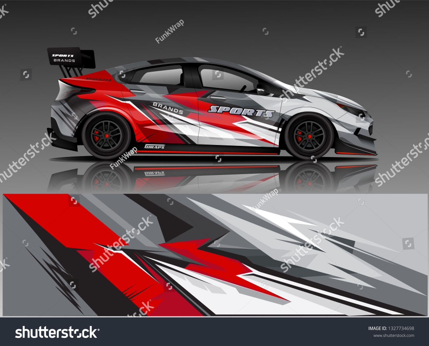 Car decal wrap design vector. Graphic abstract stripe racing background kit designs for vehicle, race car, rally, adventure and livery