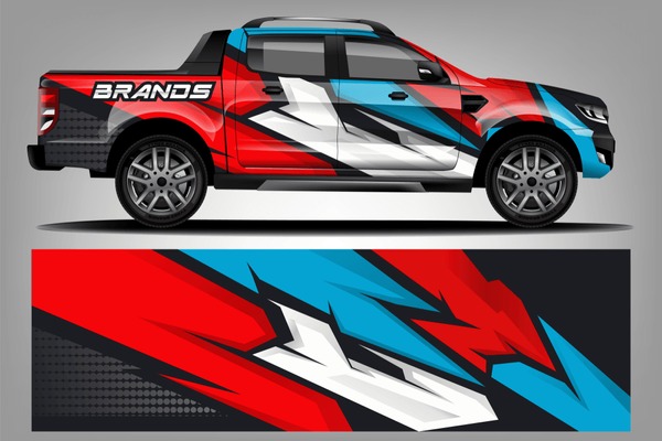 truck and car decal design vector kit. abstract background graphics for vehicle advertisement and vinyl wrap dekal
