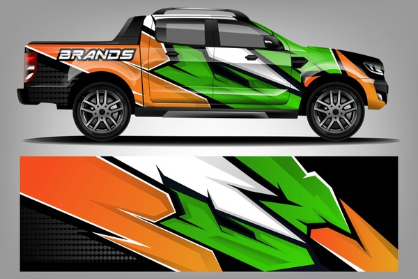 truck and car decal design vector kit. abstract background graphics for vehicle advertisement and vinyl wrap dekal
