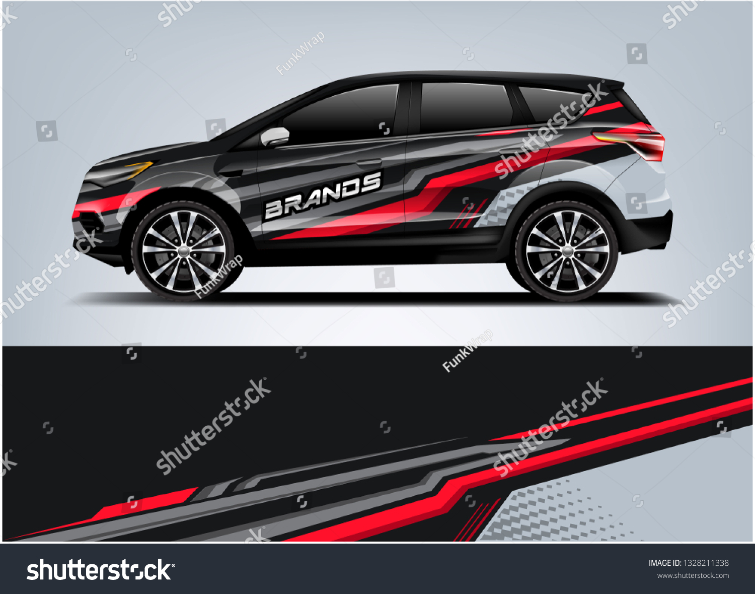 Company branding Car decal wrap design vector. Graphic abstract stripe racing background kit designs company car dekal