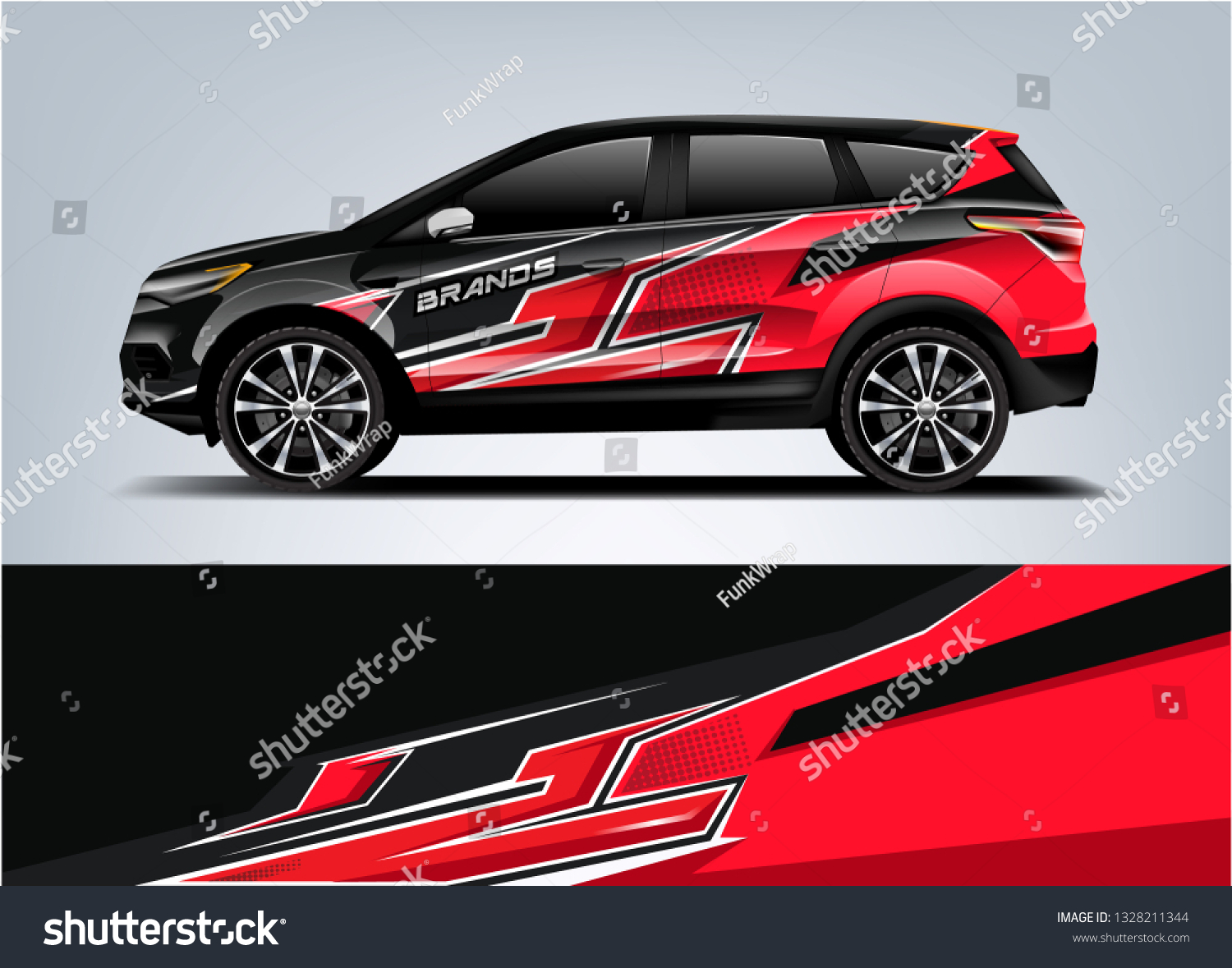 Company branding Car decal wrap design vector. Graphic abstract stripe racing background kit designs company car