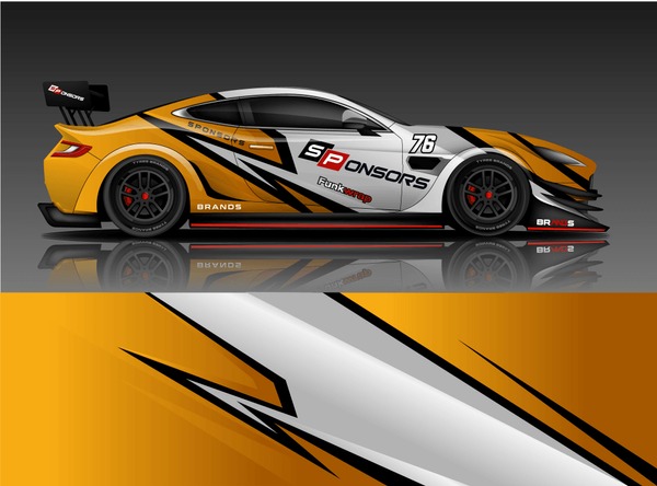 Sport car racing wrap design. vector design.