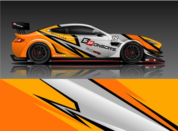 Sport car racing wrap design. vector design.