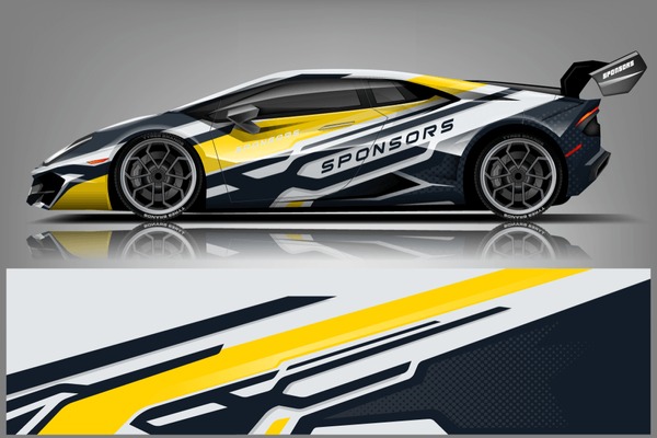 Sport Car Racing Car wrap livery design. Ready print graphic design vector eps.