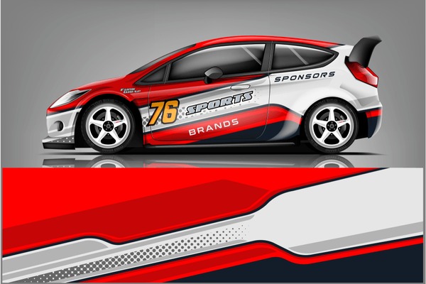 Racing Car wrap livery design. custom decal wrap and sticker for racing car livery. ready print eps vector.