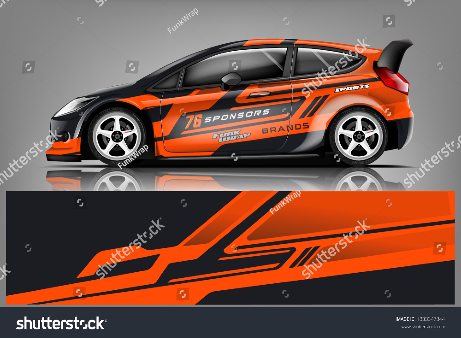 Car decal wrap design vector. Graphic abstract stripe racing background kit designs for vehicle, race car, rally, adventure and livery