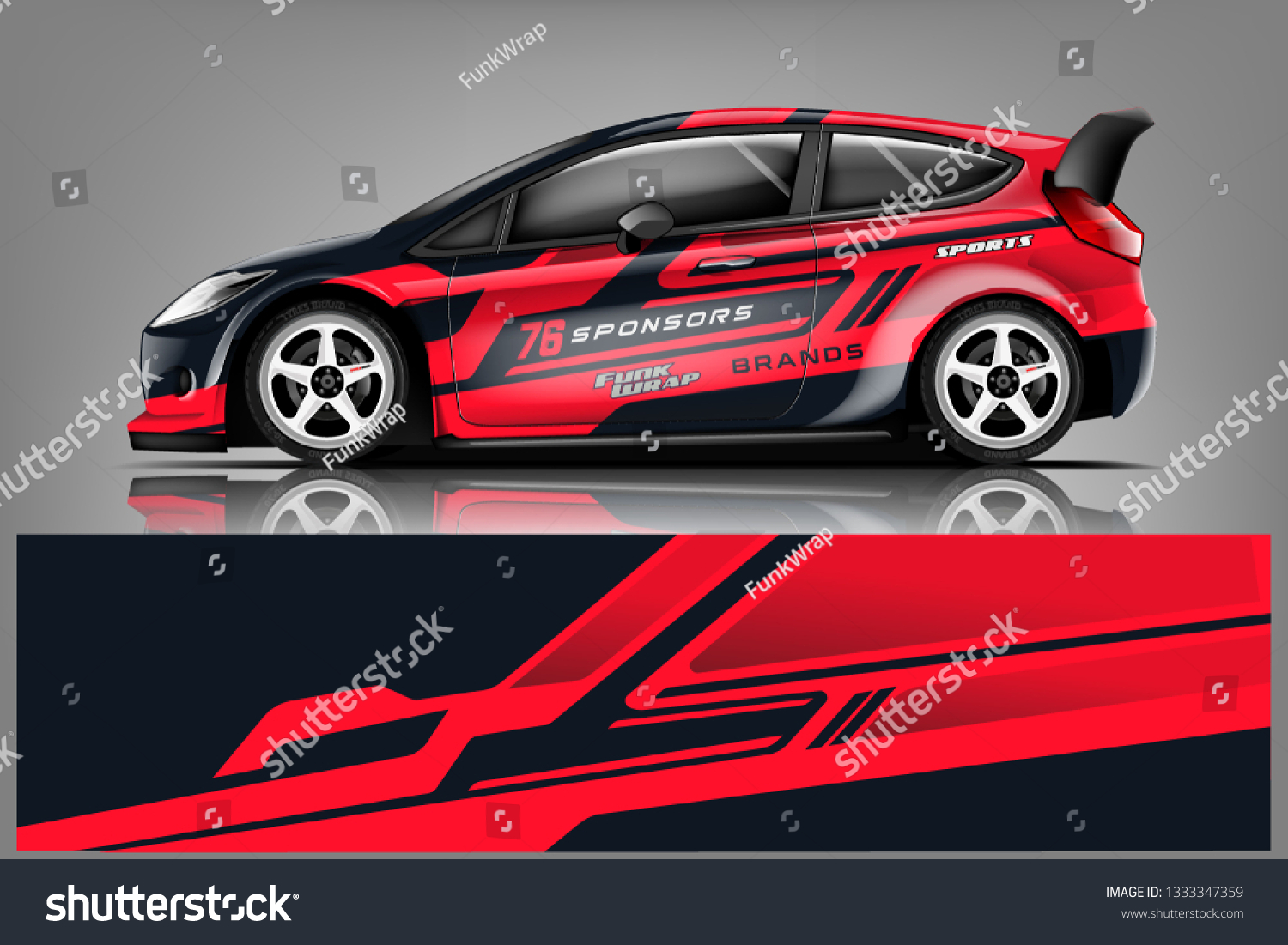 Car decal wrap design vector. Graphic abstract stripe racing background kit designs for vehicle, race car, rally, adventure and livery