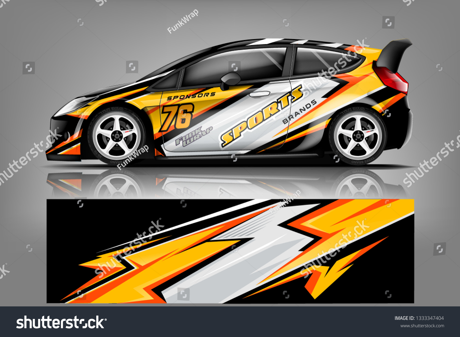 Car decal wrap design vector. Graphic abstract stripe racing background kit designs for vehicle, race car, rally, adventure and livery