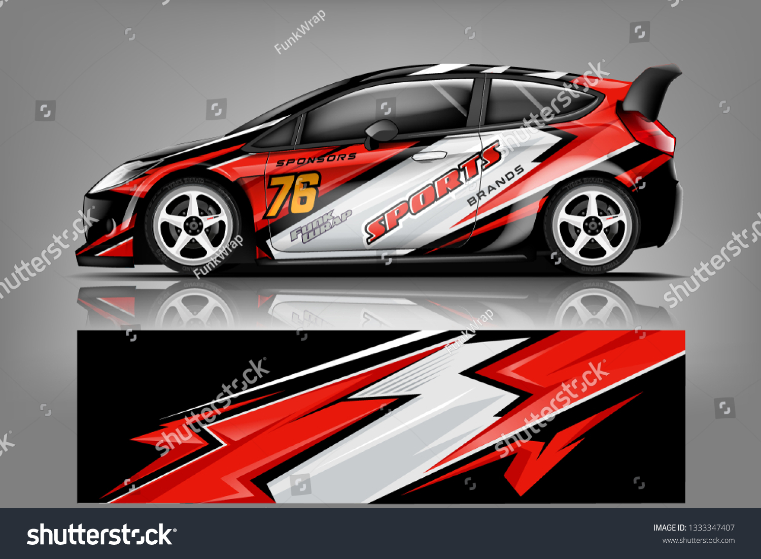 Car decal wrap design vector. Graphic abstract stripe racing background kit designs for vehicle, race car, rally, adventure and livery