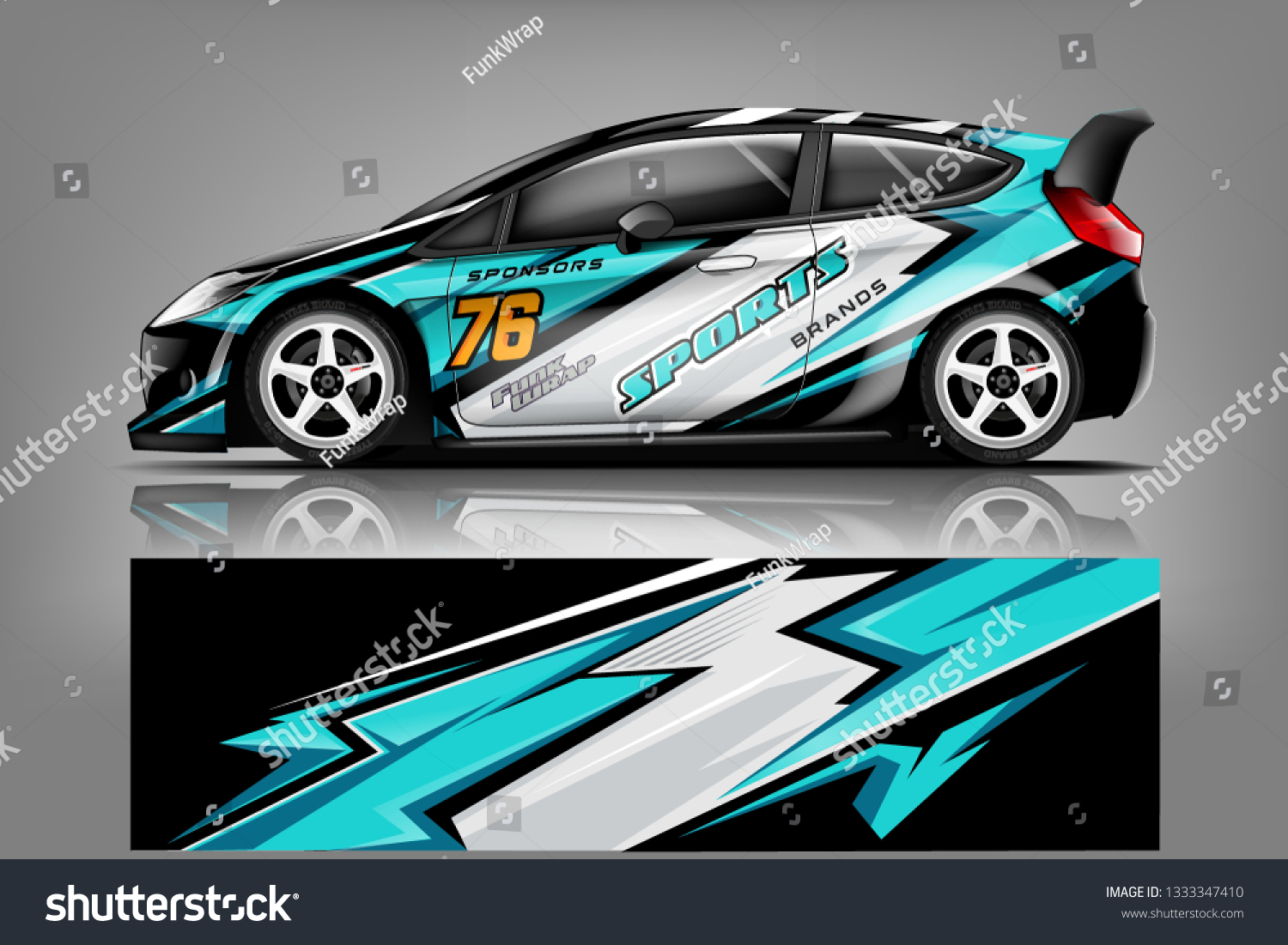 Car decal wrap design vector. Graphic abstract stripe racing background kit designs for vehicle, race car, rally, adventure and livery