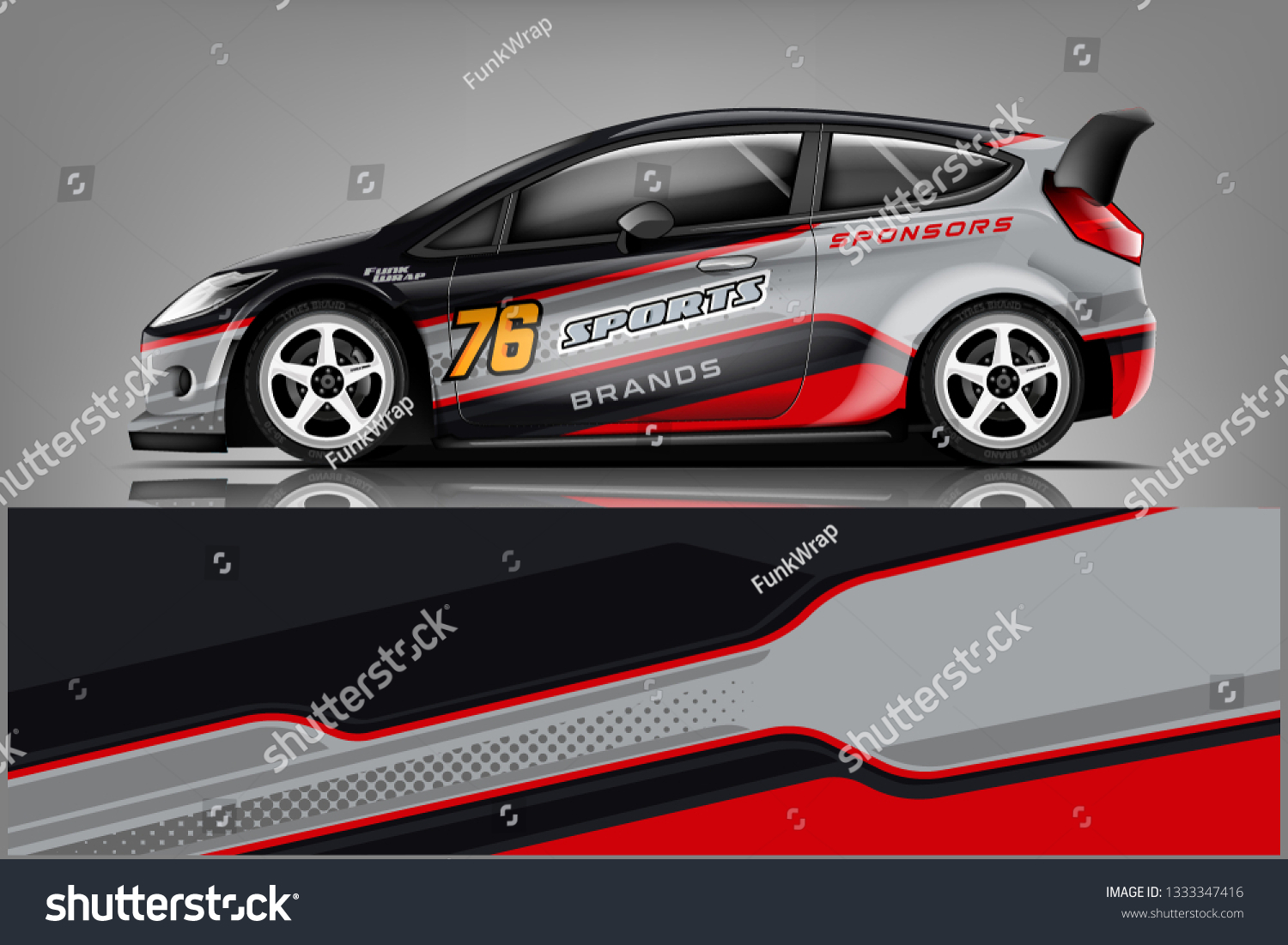 Car decal wrap design vector. Graphic abstract stripe racing background kit designs for vehicle, race car, rally, adventure and livery