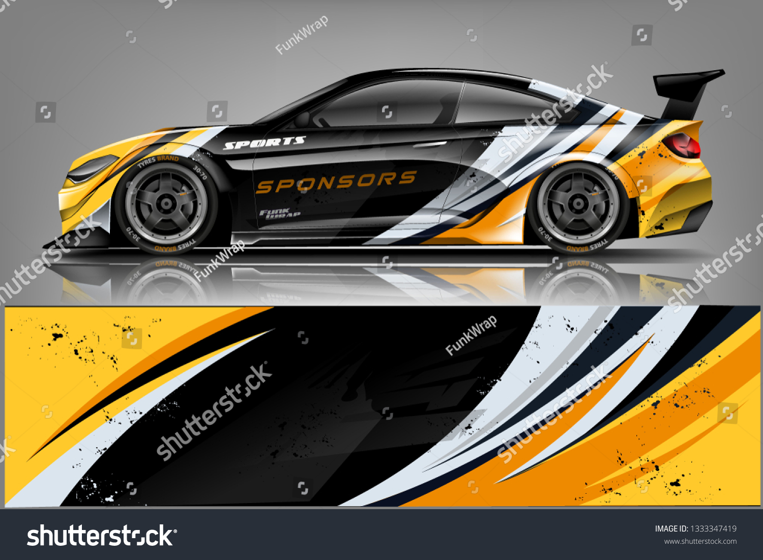Car decal wrap design vector. Graphic abstract stripe racing background kit designs for vehicle, race car, rally, adventure and livery