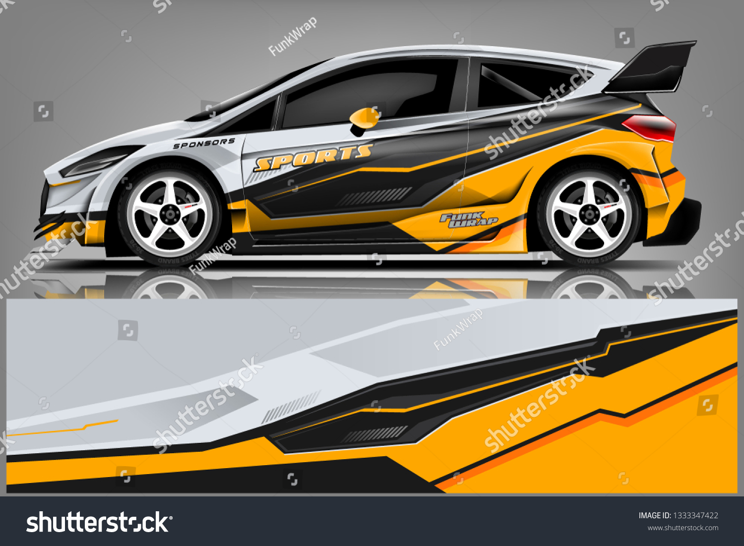 Car decal wrap design vector. Graphic abstract stripe racing background kit designs for vehicle, race car, rally, adventure and livery