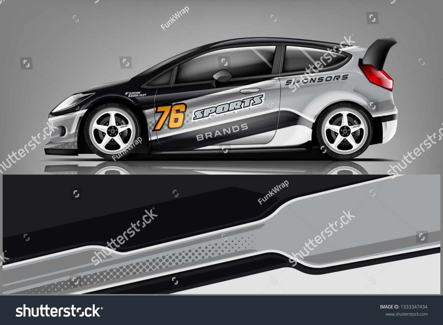 Car decal wrap design vector. Graphic abstract stripe racing background kit designs for vehicle, race car, rally, adventure and livery