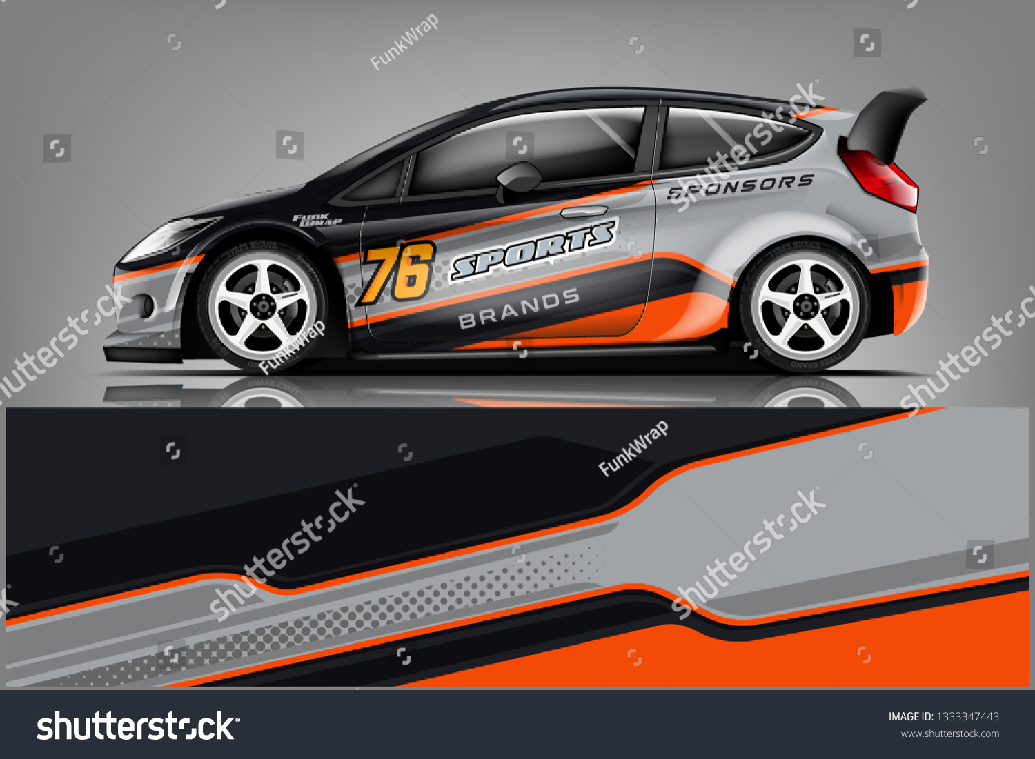 Car decal wrap design vector. Graphic abstract stripe racing background kit designs for vehicle, race car, rally, adventure and livery