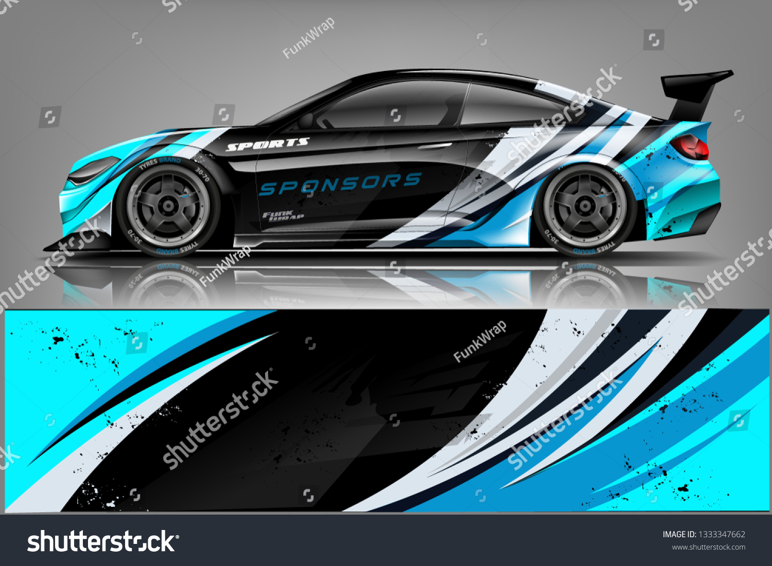 Car wrap design vector, truck and cargo van decal. Graphic abstract stripe racing background designs for vehicle, rally, race, adventure and car racing livery
