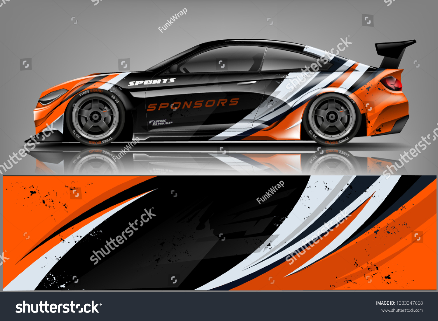 Car wrap design vector, truck and cargo van decal. Graphic abstract stripe racing background designs for vehicle, rally, race, adventure and car racing livery
