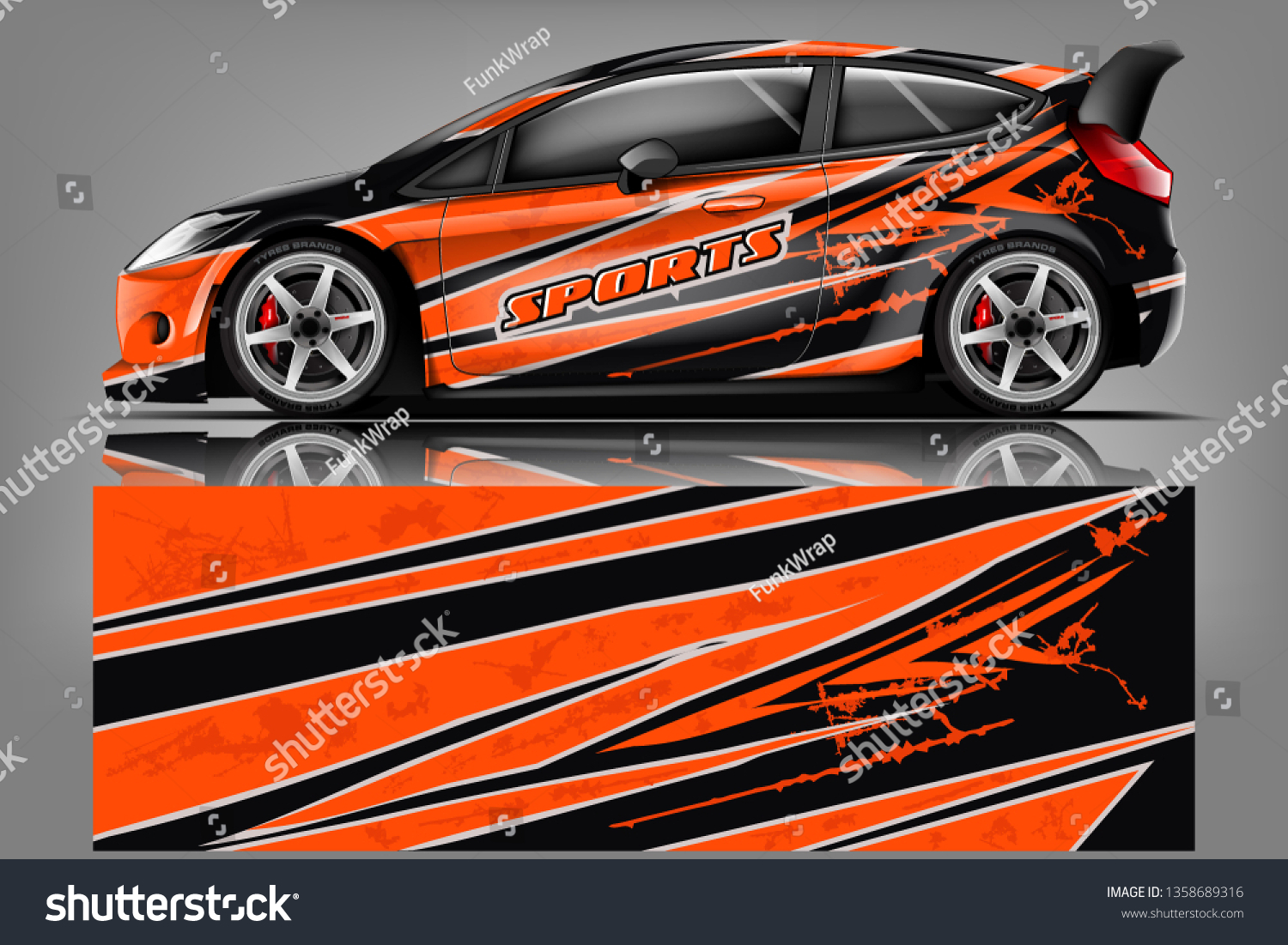 Car decal wrap design vector. Graphic abstract stripe racing background kit designs for vehicle, race car, rally, adventure and livery - Vector dekal