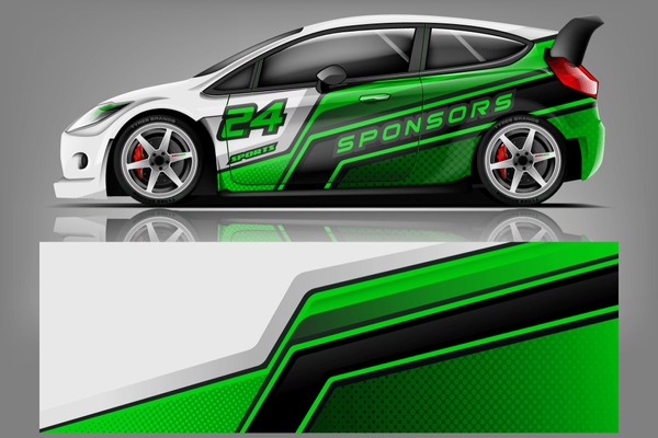 Car decal wrap design vector. Graphic abstract stripe racing background kit designs for vehicle, race car, rally, adventure and livery - Vector dekal