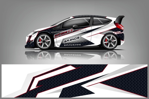 Car decal wrap design vector. Graphic abstract stripe racing background kit designs for vehicle, race car, rally, adventure and livery - Vector dekal