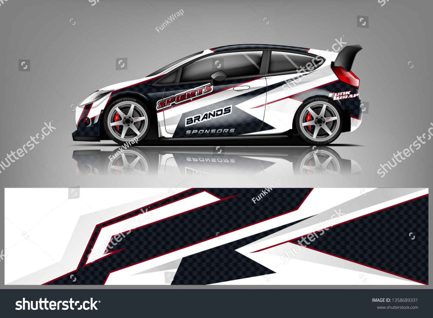 Car decal wrap design vector. Graphic abstract stripe racing background kit designs for vehicle, race car, rally, adventure and livery - Vector dekal