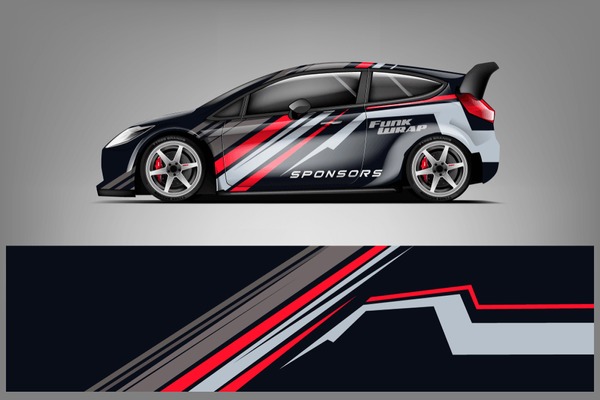 Car decal wrap design vector. Graphic abstract stripe racing background kit designs for vehicle, race car, rally, adventure and livery - Vector dekal