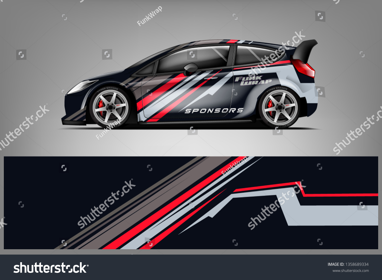 Car decal wrap design vector. Graphic abstract stripe racing background kit designs for vehicle, race car, rally, adventure and livery - Vector dekal