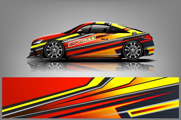Car decal wrap design vector. Graphic abstract stripe racing background kit designs for vehicle, race car, rally, adventure and livery - Vector dekal