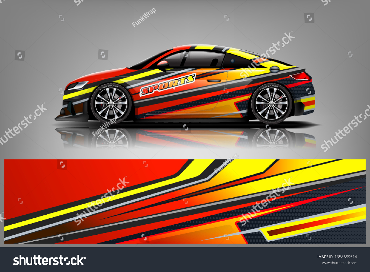 Car decal wrap design vector. Graphic abstract stripe racing background kit designs for vehicle, race car, rally, adventure and livery - Vector dekal