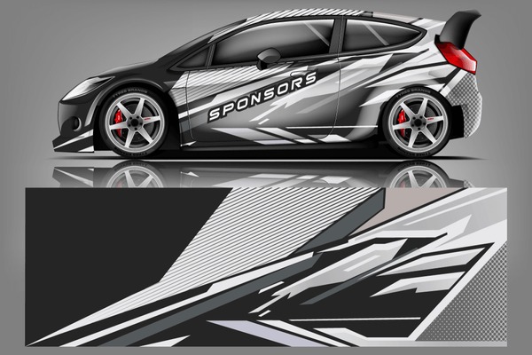 Car decal wrap design vector. Graphic abstract stripe racing background kit designs for vehicle, race car, rally, adventure and livery - Vector dekal