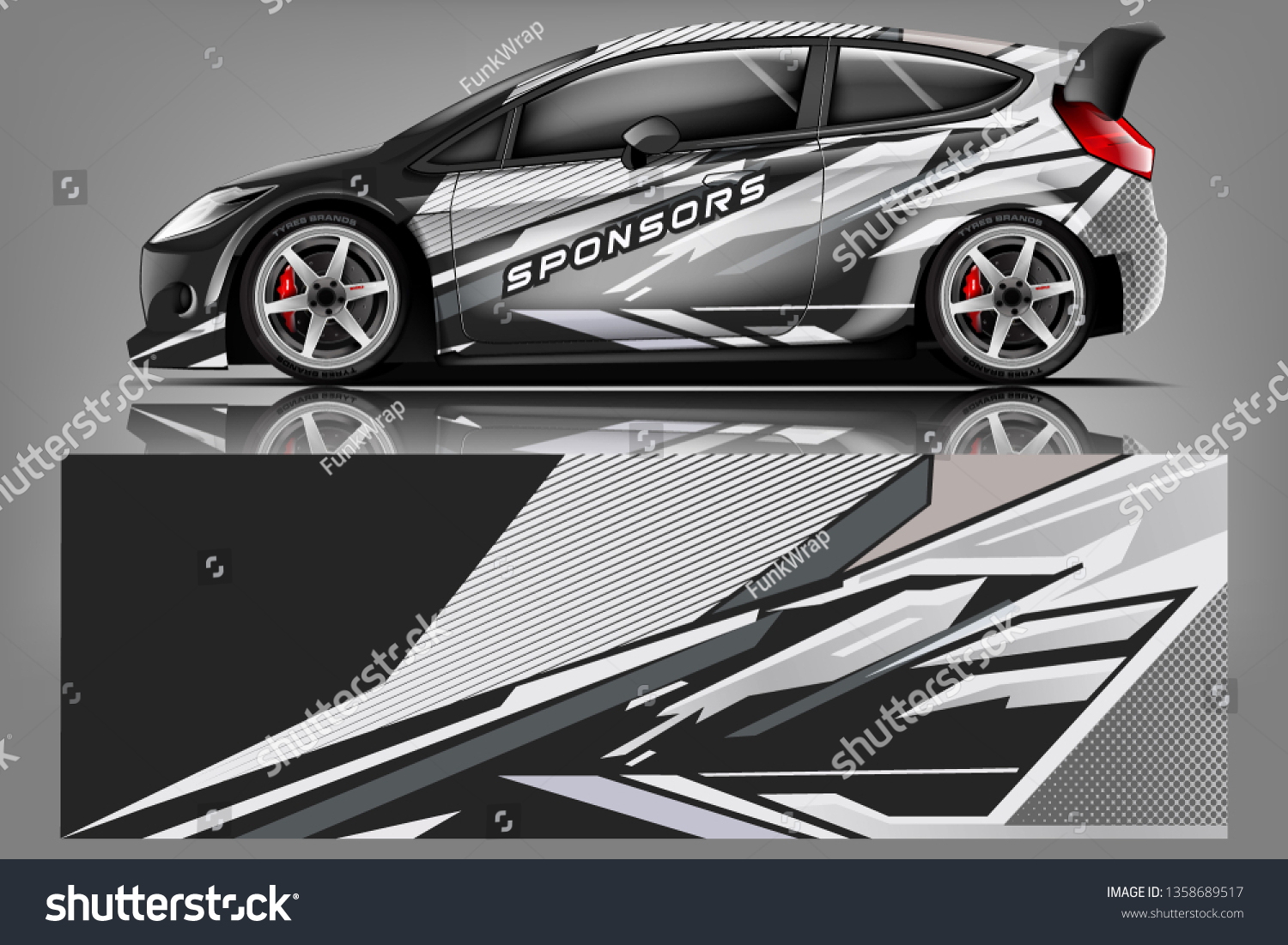 Car decal wrap design vector. Graphic abstract stripe racing background kit designs for vehicle, race car, rally, adventure and livery - Vector dekal