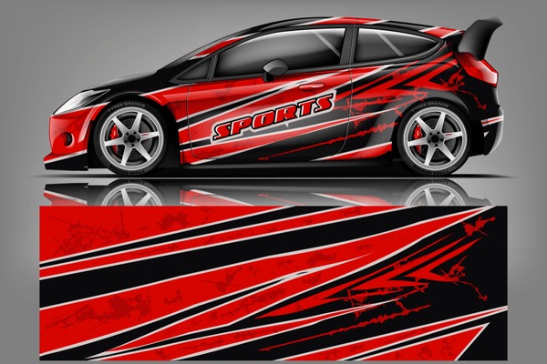 Car decal wrap design vector. Graphic abstract stripe racing background kit designs for vehicle, race car, rally, adventure and livery - Vector dekal
