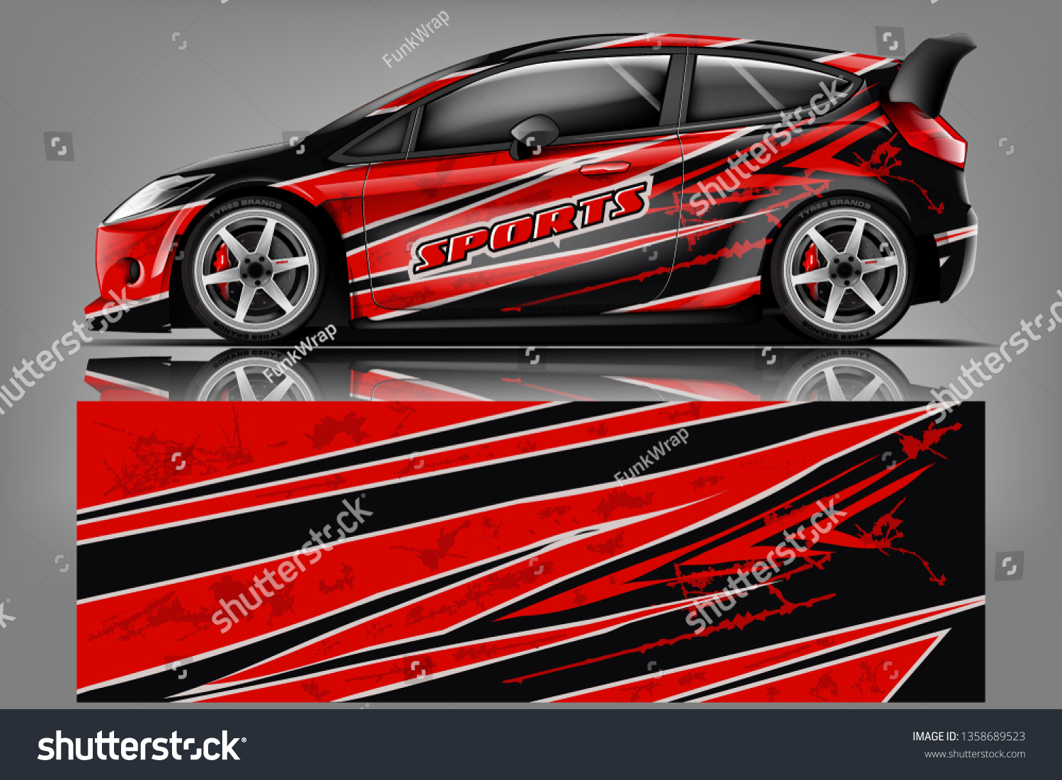 Car decal wrap design vector. Graphic abstract stripe racing background kit designs for vehicle, race car, rally, adventure and livery - Vector dekal