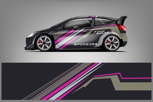 Car decal wrap design vector. Graphic abstract stripe racing background kit designs for vehicle, race car, rally, adventure and livery - Vector dekal