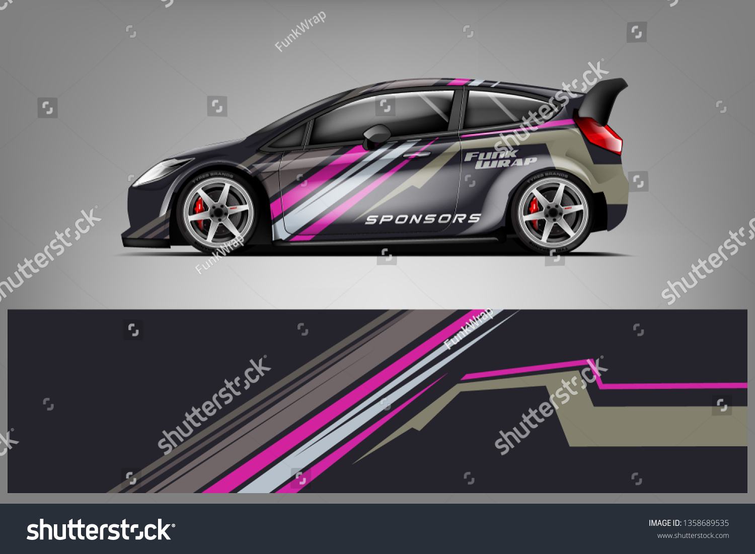 Car decal wrap design vector. Graphic abstract stripe racing background kit designs for vehicle, race car, rally, adventure and livery - Vector dekal