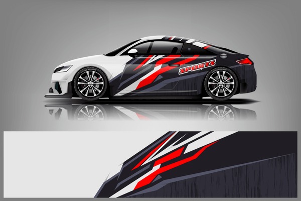 Car decal wrap design vector. Graphic abstract stripe racing background kit designs for vehicle, race car, rally, adventure and livery - Vector dekal