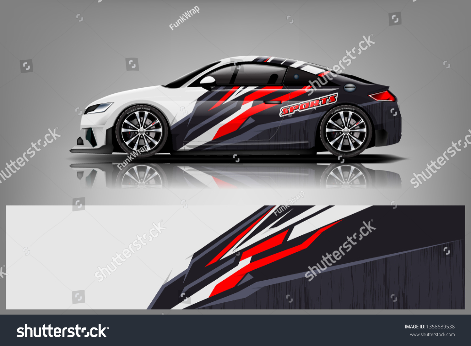 Car decal wrap design vector. Graphic abstract stripe racing background kit designs for vehicle, race car, rally, adventure and livery - Vector dekal
