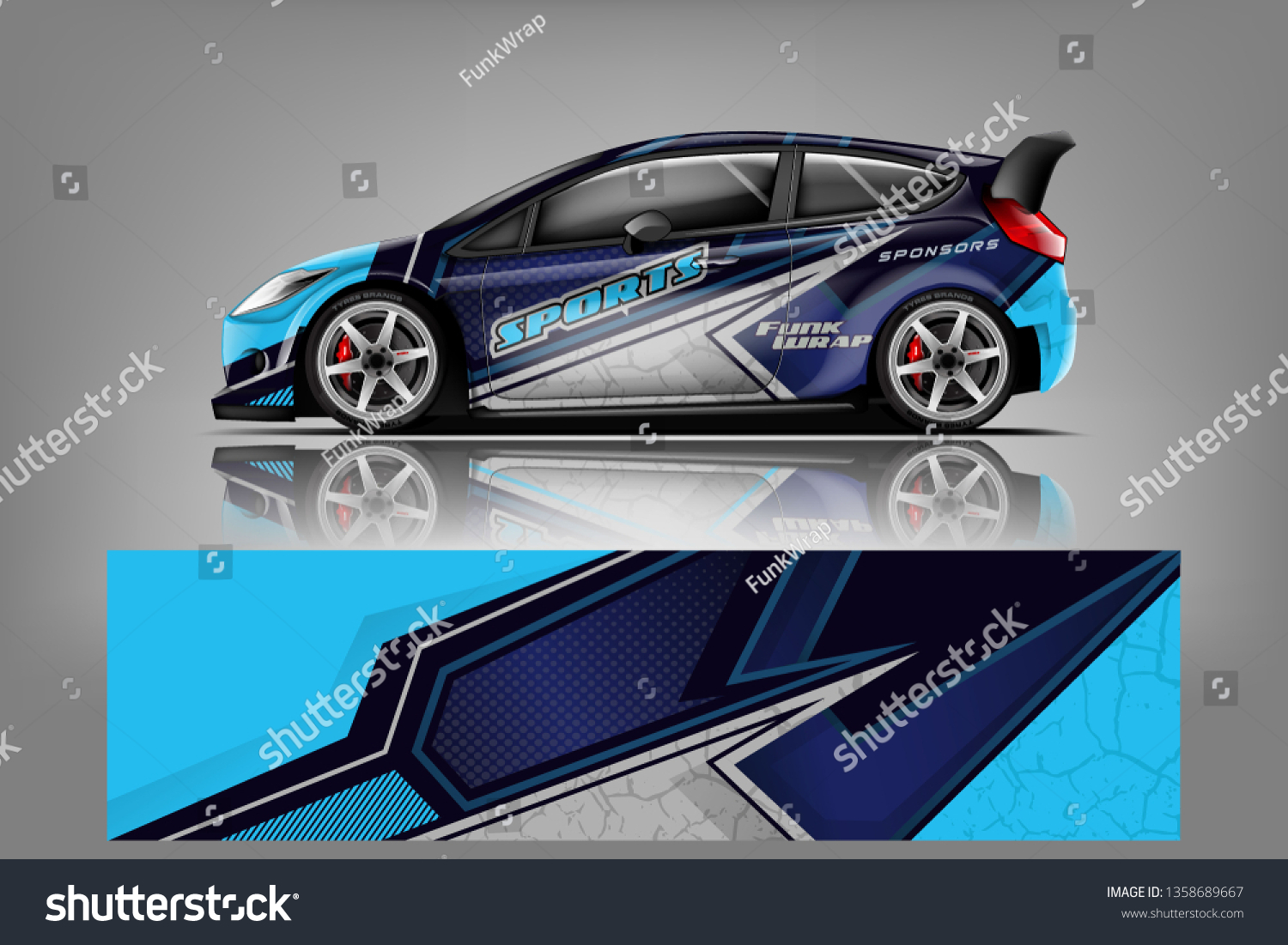 Car decal wrap design vector. Graphic abstract stripe racing background kit designs for vehicle, race car, rally, adventure and livery - Vector dekal