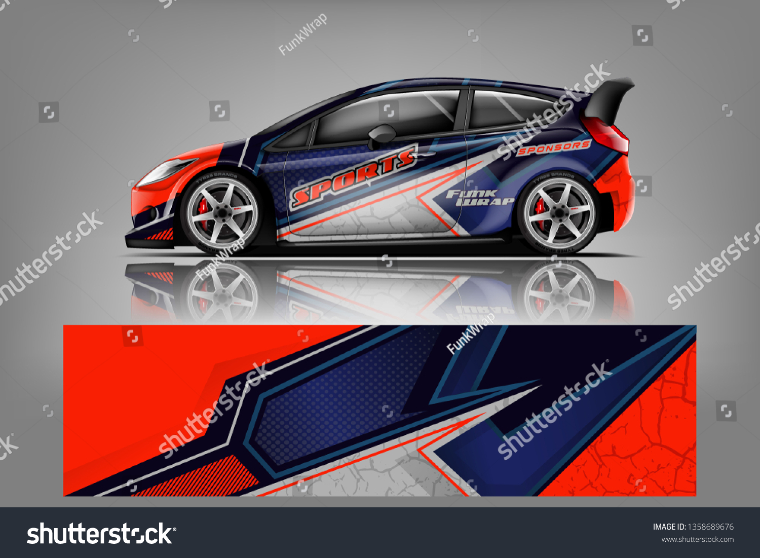 Car decal wrap design vector. Graphic abstract stripe racing background kit designs for vehicle, race car, rally, adventure and livery - Vector dekal