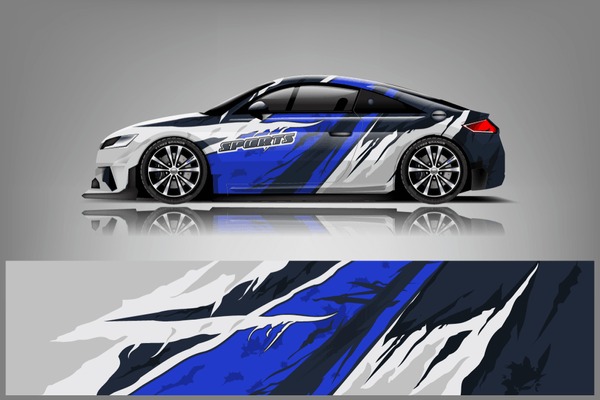 Sport Car decal wrap design vector. Graphic abstract stripe racing background kit designs for vehicle, race car, rally, adventure and livery. eps 10 ready - Vector dekal