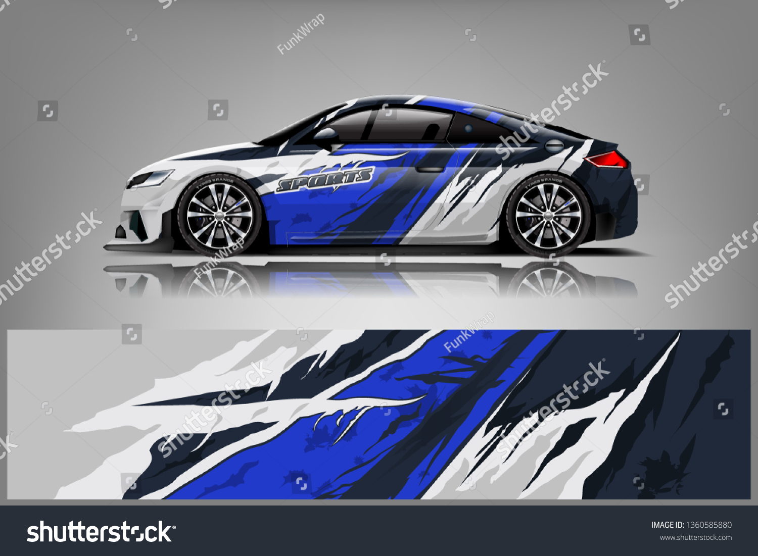 Sport Car decal wrap design vector. Graphic abstract stripe racing background kit designs for vehicle, race car, rally, adventure and livery. eps 10 ready - Vector dekal