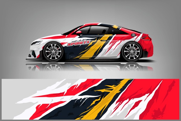 Sport Car decal wrap design vector. Graphic abstract stripe racing background kit designs for vehicle, race car, rally, adventure and livery. eps 10 ready - Vector dekal