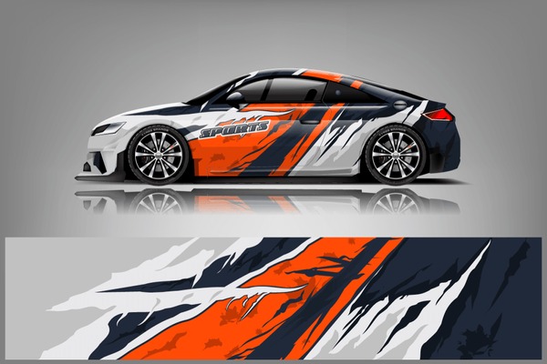 Sport Car decal wrap design vector. Graphic abstract stripe racing background kit designs for vehicle, race car, rally, adventure and livery. eps 10 ready - Vector dekal
