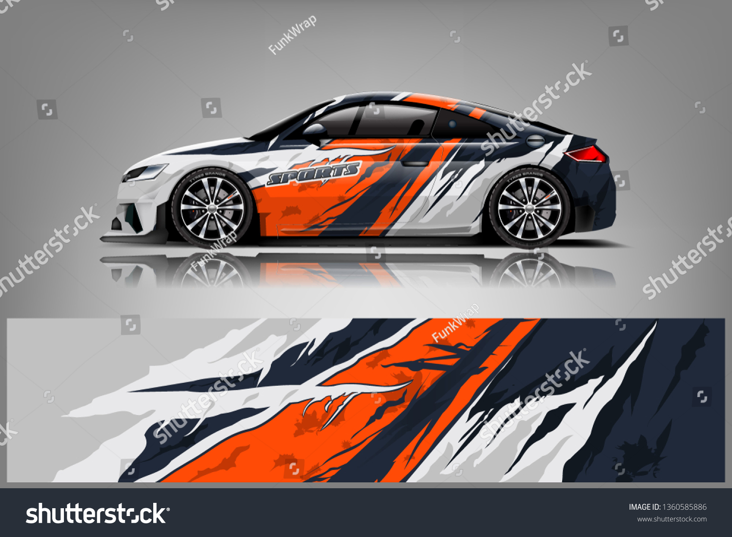 Sport Car decal wrap design vector. Graphic abstract stripe racing background kit designs for vehicle, race car, rally, adventure and livery. eps 10 ready - Vector dekal