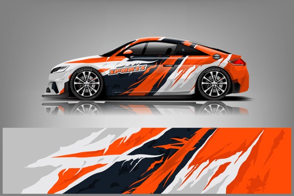 Sport Car decal wrap design vector. Graphic abstract stripe racing background kit designs for vehicle, race car, rally, adventure and livery. eps 10 ready - Vector dekal