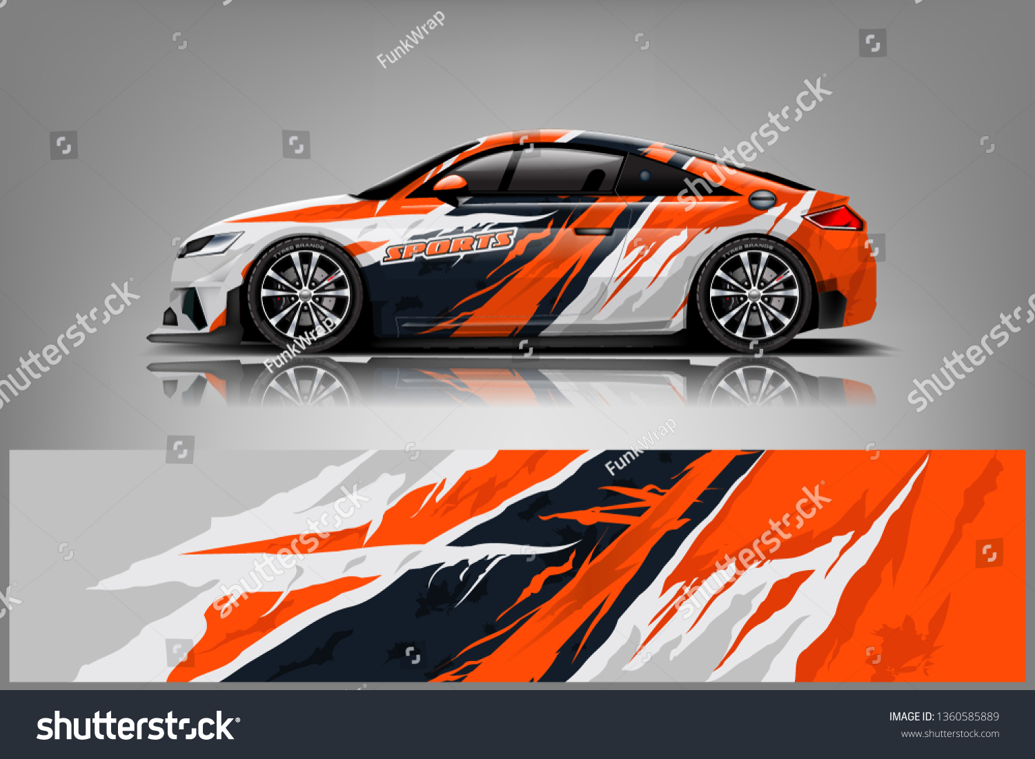 Sport Car decal wrap design vector. Graphic abstract stripe racing background kit designs for vehicle, race car, rally, adventure and livery. eps 10 ready - Vector dekal