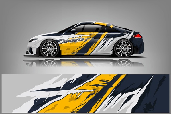 Sport Car decal wrap design vector. Graphic abstract stripe racing background kit designs for vehicle, race car, rally, adventure and livery. eps 10 ready - Vector dekal
